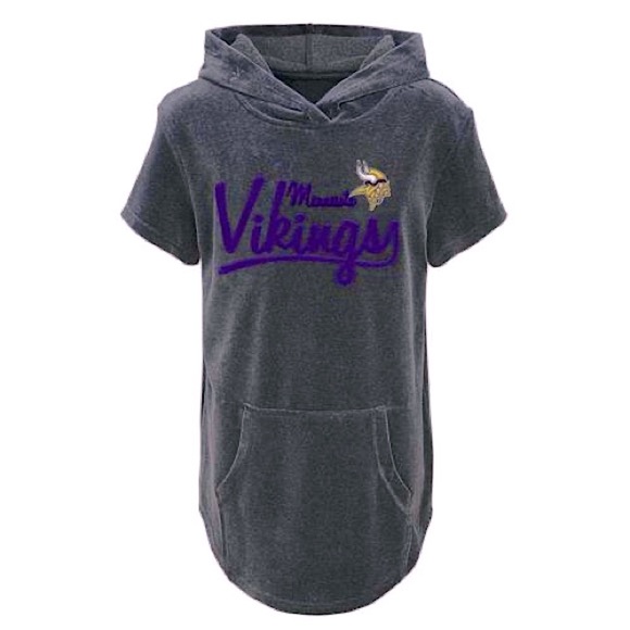 NFL Other - NFL Youth Girls Minnesota Vikings Short Sleeve Velvet Hooded Top